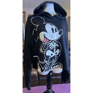 Disney Mickey Mouse Glow in the Dark Graphic Cropped Hoodie Black Size XXG 19